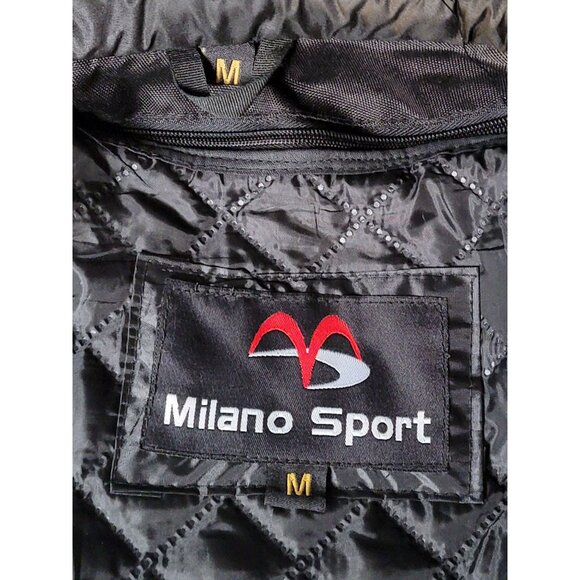 Milano Sport Mens Motorcycle Jacket Med Black Red Padded Detachable Liner - Picture 3 of 16
